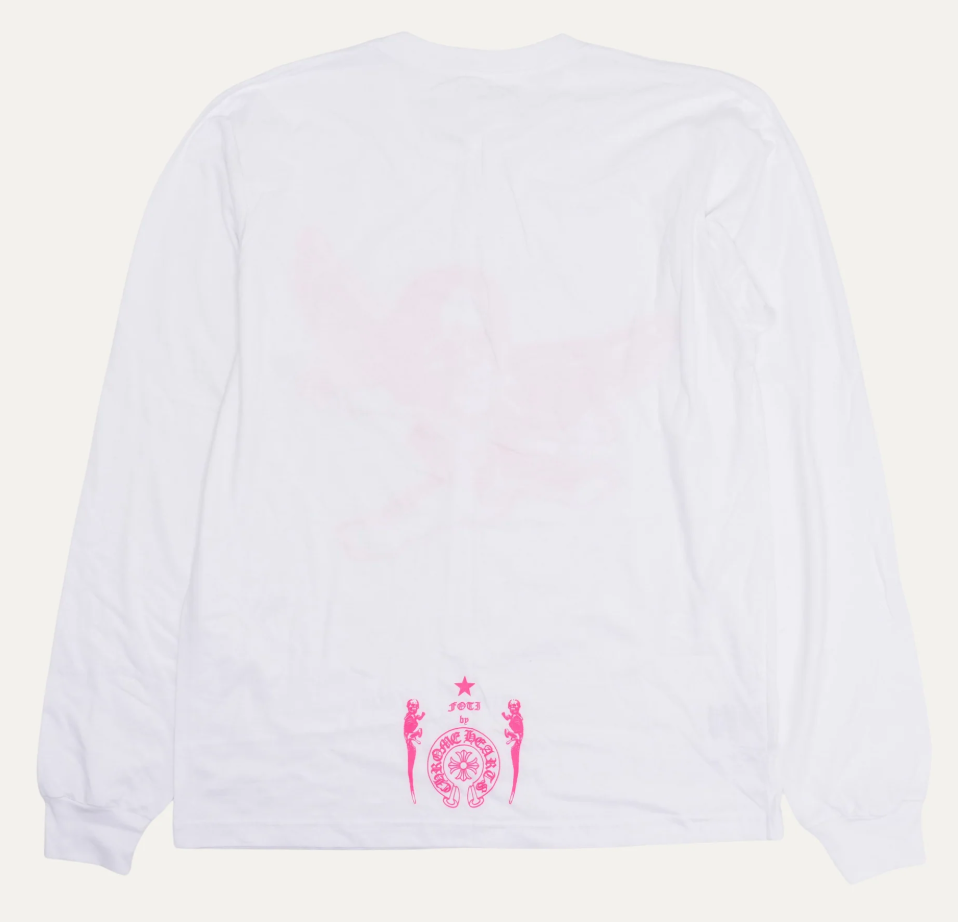 Chrome Hearts Foti Miss Lerlene Long Sleeve T-Shirt White Pink