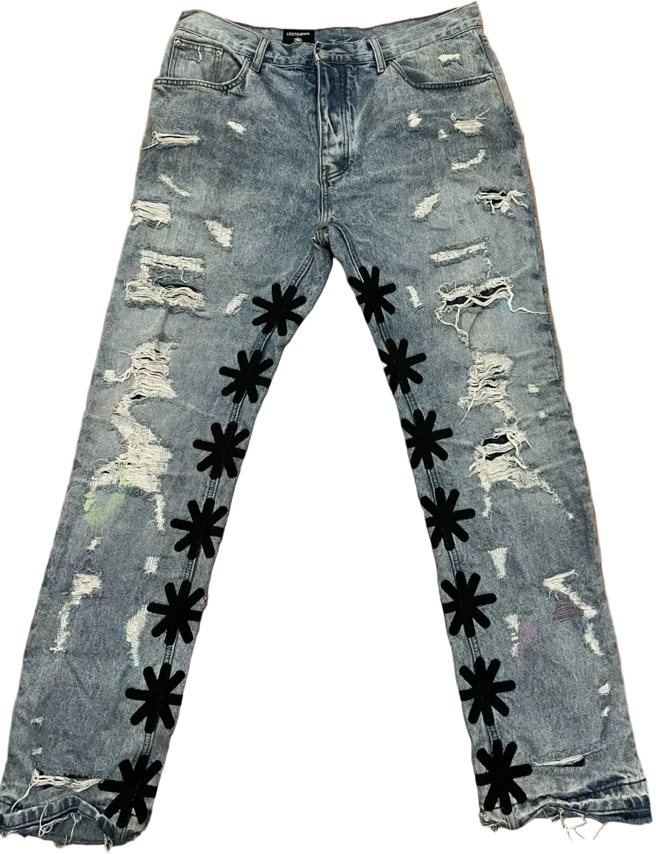 LOSTSHDWS Light Wash Distress Denim