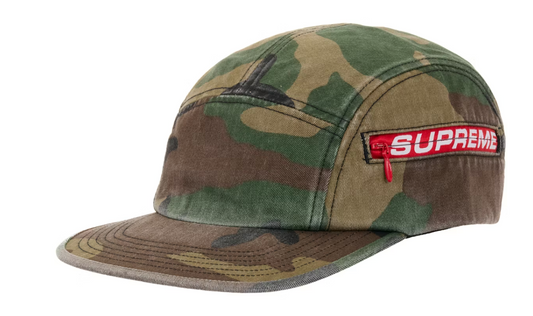 Supreme Side Zip Camp Cap (SS26) Woodland Camo