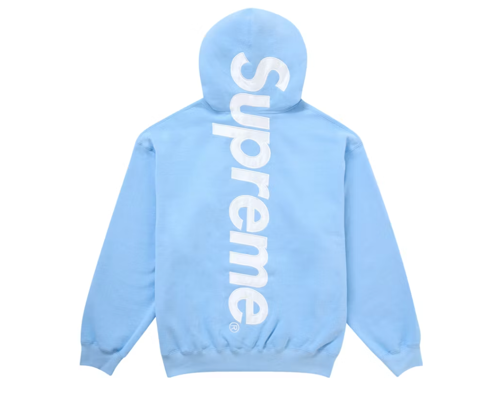 Supreme Satin Applique Hooded Sweatshirt (FW24) Light Blue