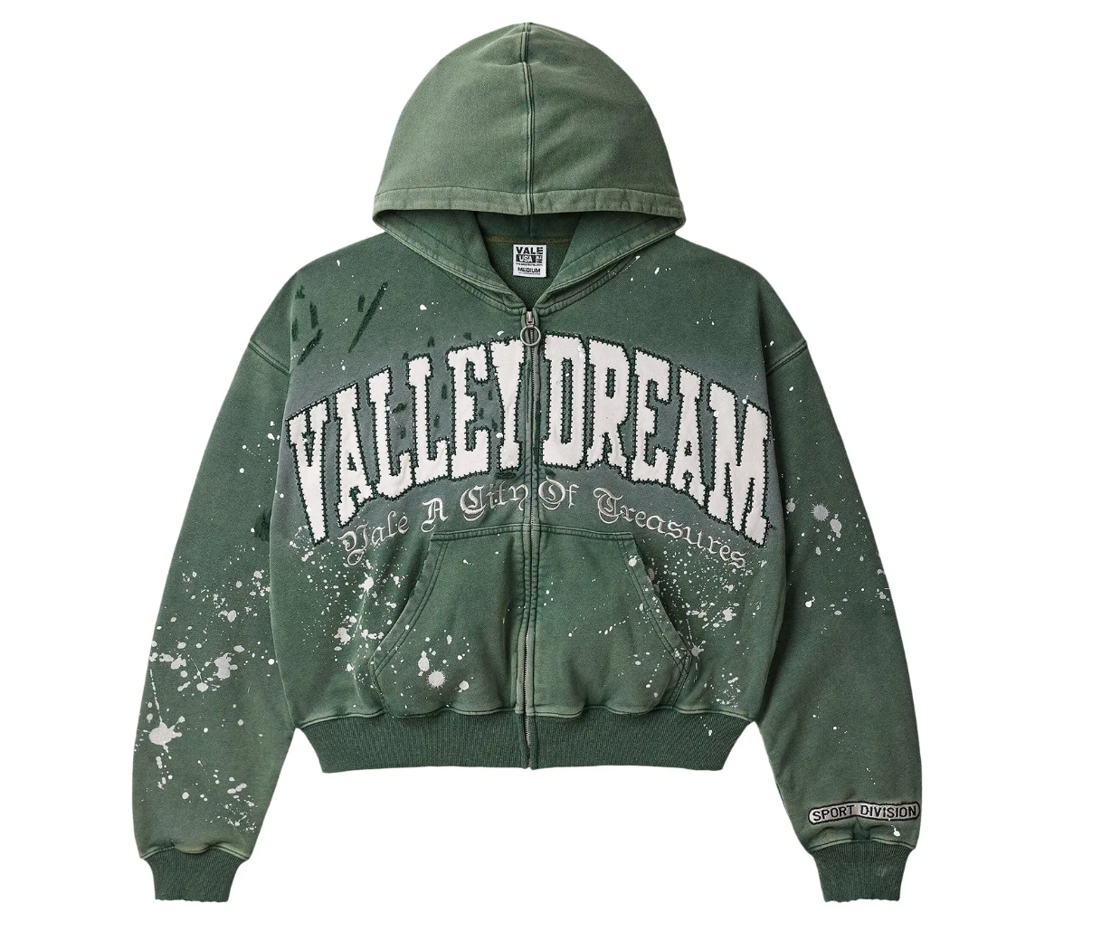 Vale Forever Paint Zip Up Hoodie Pine
