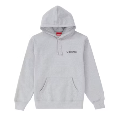 Supreme 1-800 Hooded Sweatshirt Heather Grey