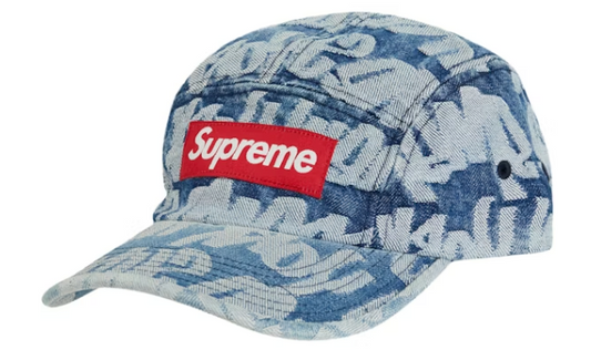 Supreme Fat Tip Jacquard Denim Camp Cap Blue