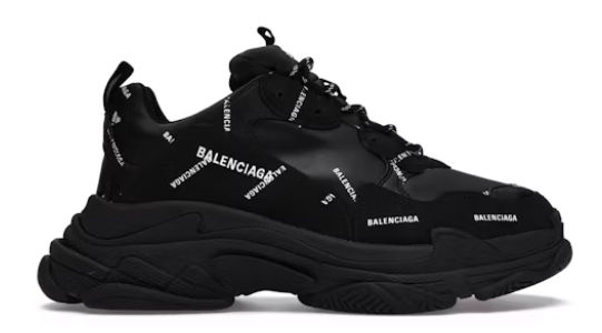 Balenciaga Triple S Allover Logo Black