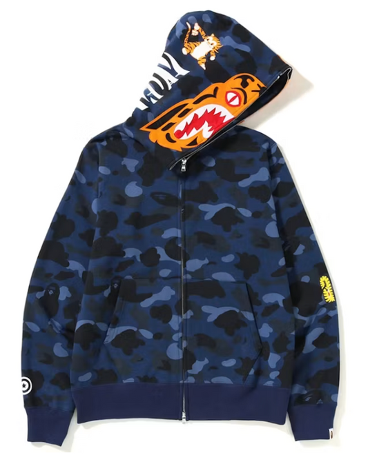 BAPE Color Camo Tiger Full Zip Hoodie Blue