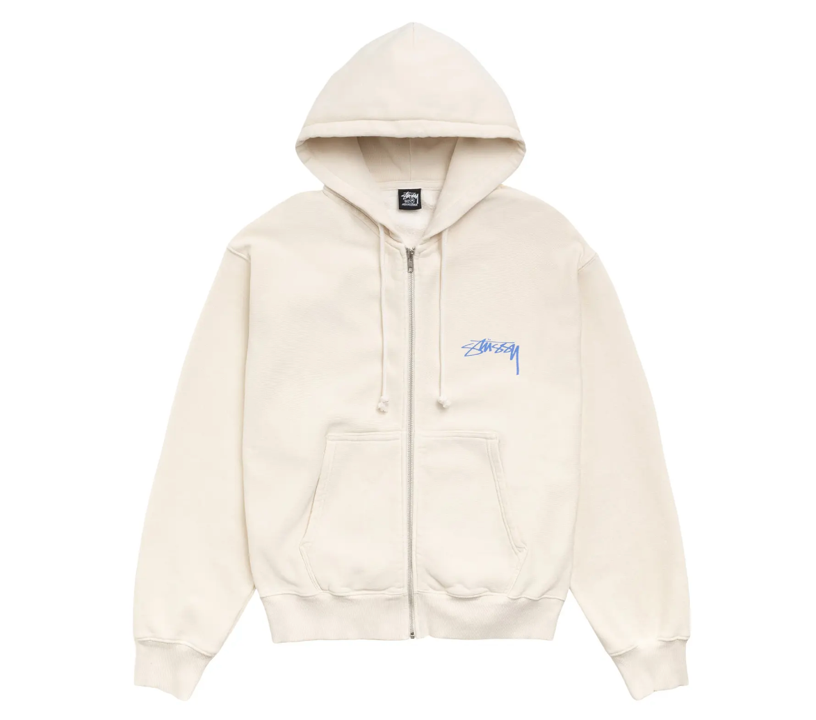 Stussy Stack Zip Hoodie Pigment Dyed Bone