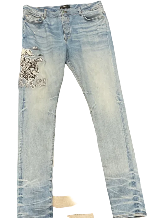 Amiri Angel Logo Patch Jeans Indigo