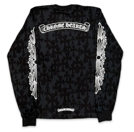 Chrome Hearts Cemetary Cross Monogram Long Sleeve T-Shirt Black