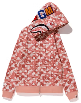 BAPE x Barbie Dot Camo Shark Full Zip Hoodie Pink