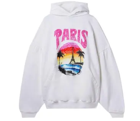 Balenciaga Paris Tropical Round Hoodie White/Pink
