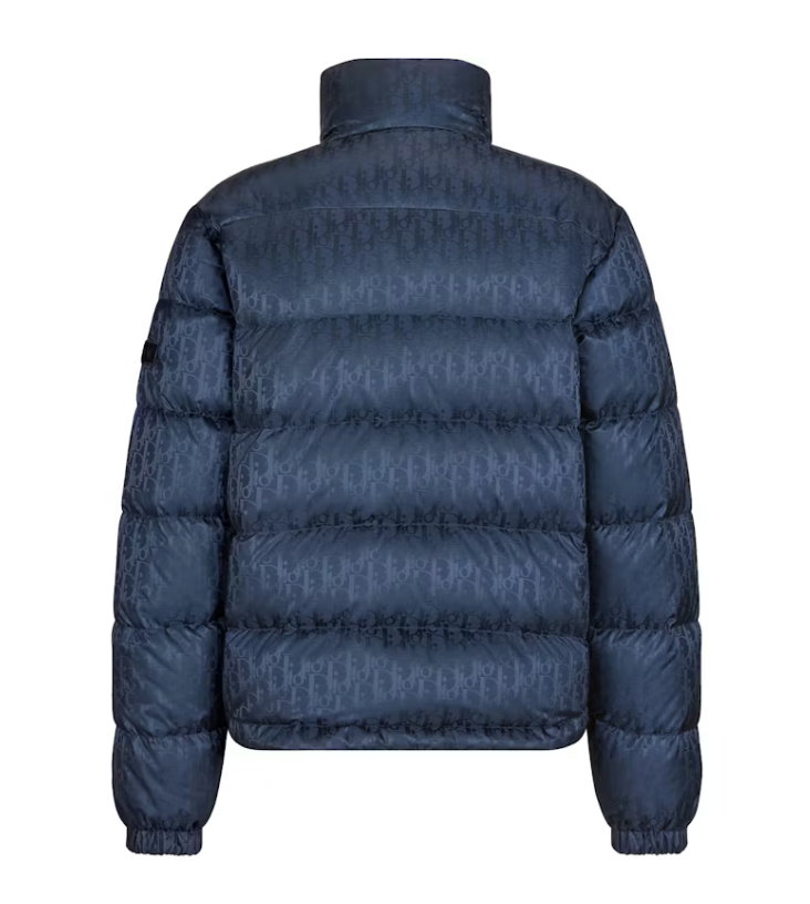 Dior Oblique Down Jacket Navy Blue Technical Jacquard