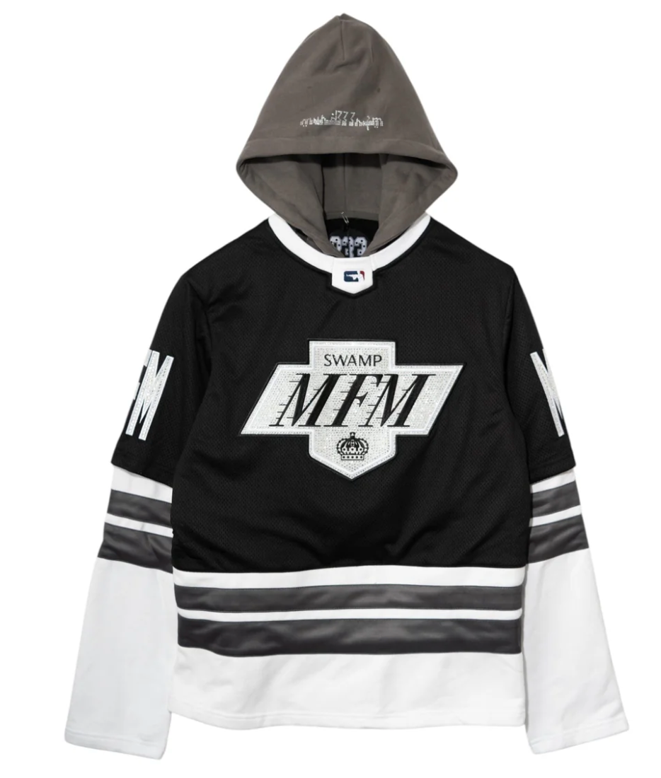 MURD333R FM LA IC333 Hooded Hockey Jersey Sweatshirt Black