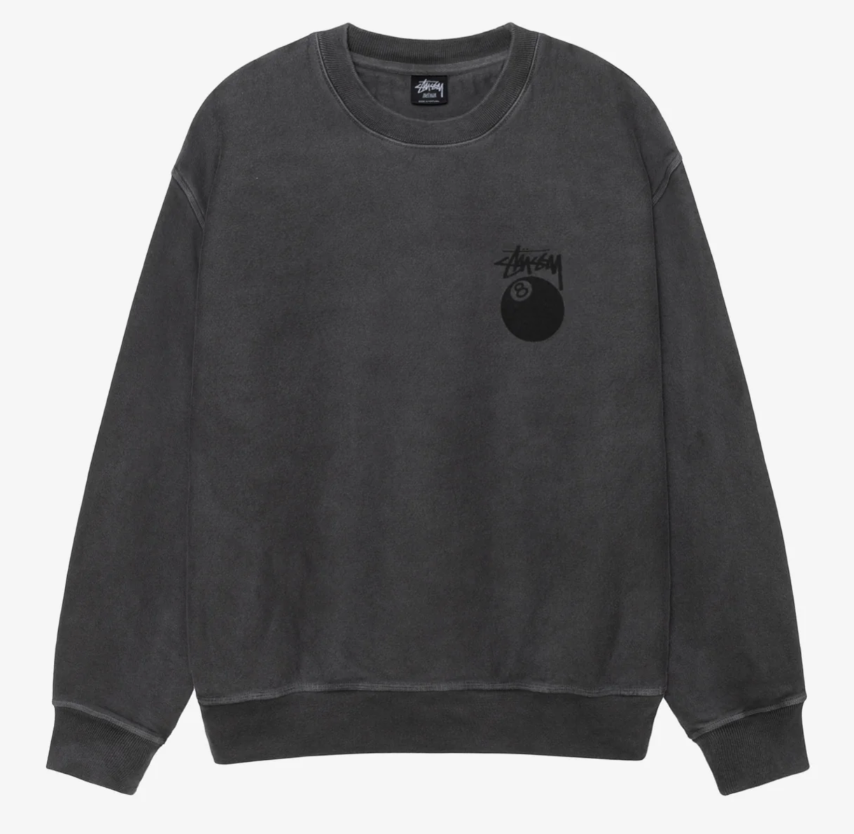 Stussy 8 Ball Pigment Dyed Crew Black
