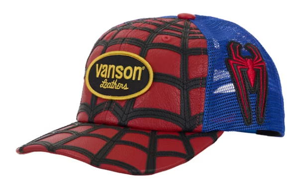 Supreme Vanson Leathers Spider-Man Mesh Back 6-Panel Hat Red
