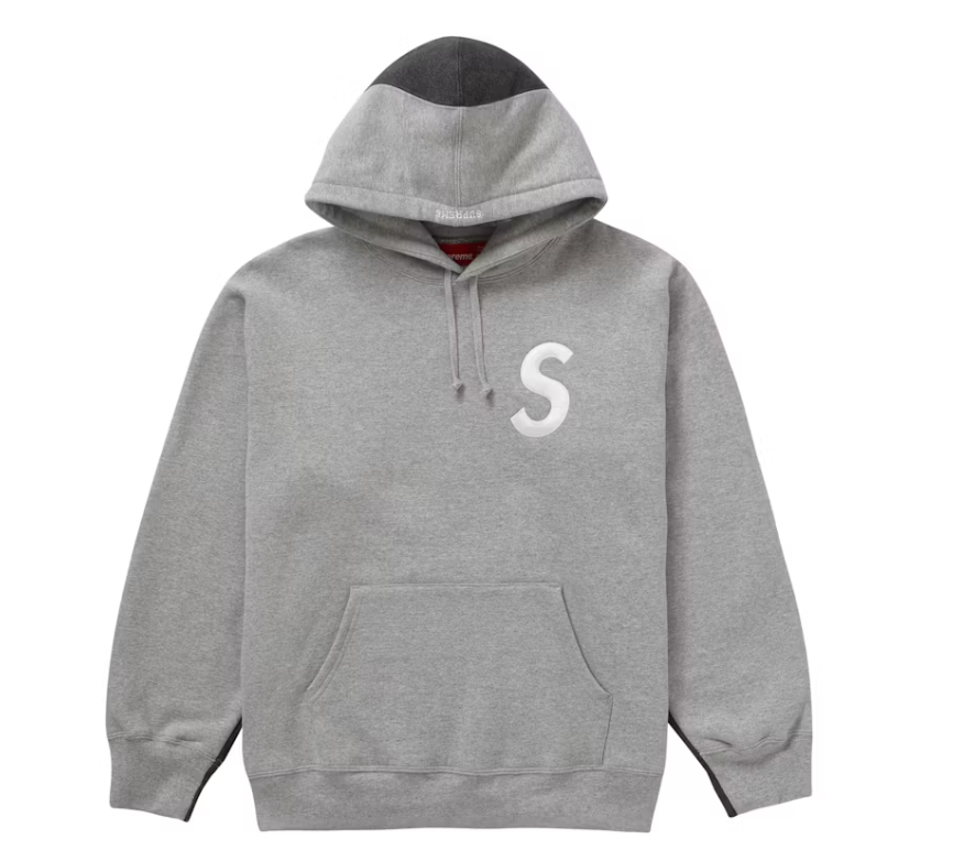 Supreme S Logo Split Hooded Sweatshirt Heather Grey