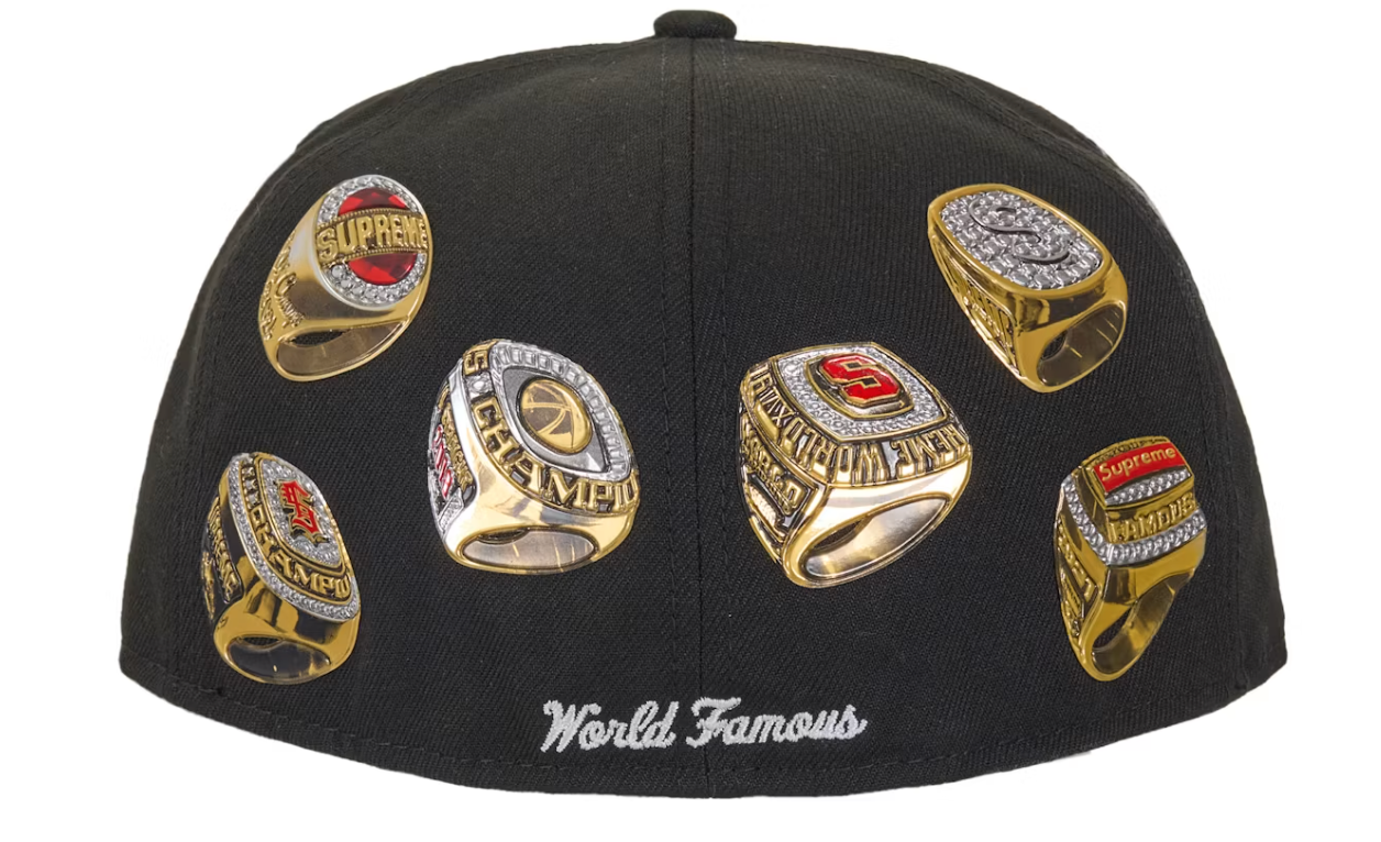Supreme Rings Box Logo New Era 59Fifty Fitted Hat Black