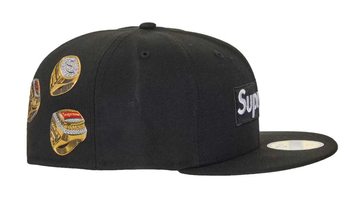 Supreme Rings Box Logo New Era 59Fifty Fitted Hat Black