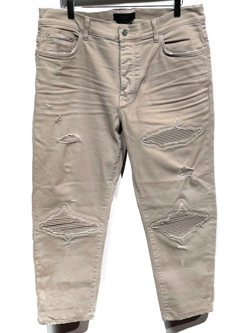 Amiri MX1 Beige Patch Jeans