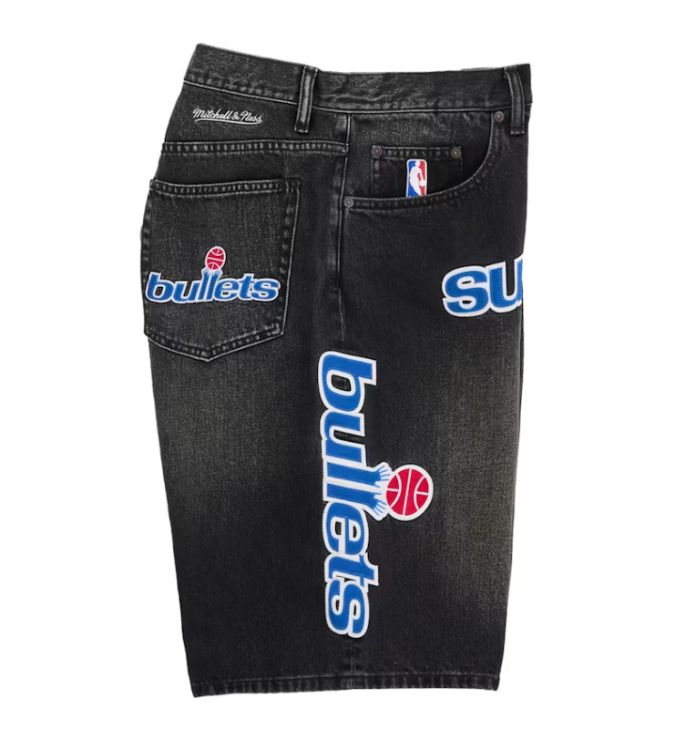 Supreme Mitchell & Ness Washington Bullets Baggy Denim Short Black
