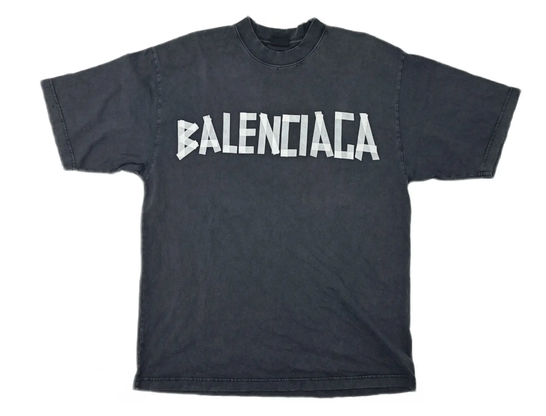 Balenciaga Tape Logo T-shirt Black Faded