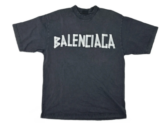 Balenciaga Tape Logo T-shirt Black Faded