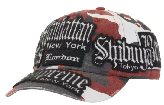 Supreme City Patches 6 Panel Hat Red Snow Camo
