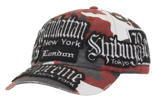 Supreme City Patches 6 Panel Hat Red Snow Camo
