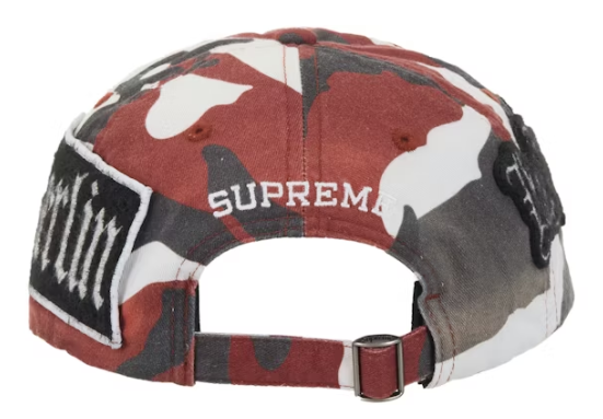 Supreme City Patches 6 Panel Hat Red Snow Camo