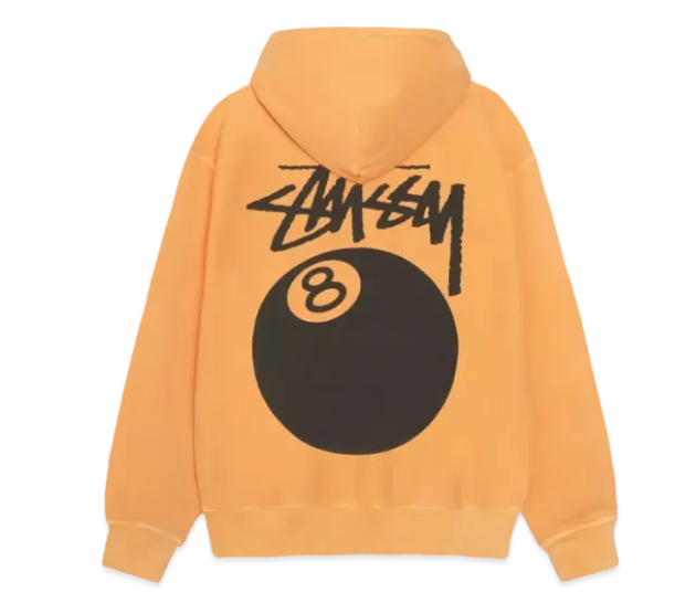 Stussy 8 Ball Pigment Dyed Hoodie Orange