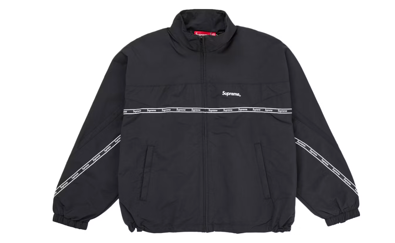 Supreme Logo Taping Track Jacket Black
