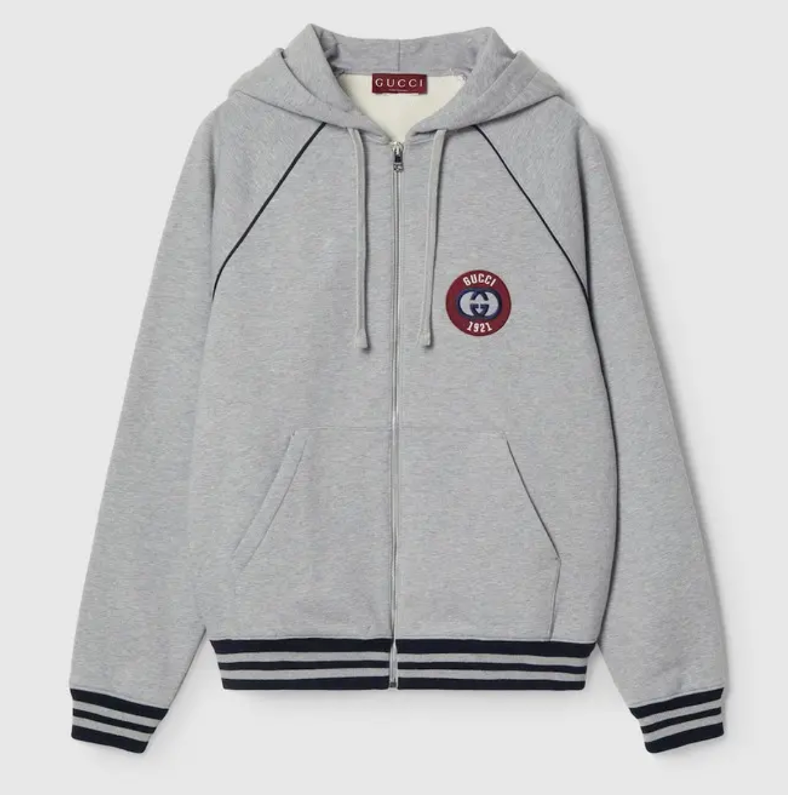 Gucci GG Logo Embroidered Zip Up Grey
