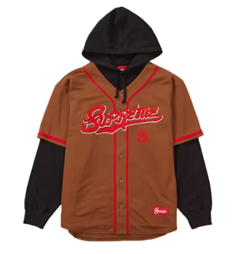 Supreme Baseball Jersey Hooded Sweatshirt Brown