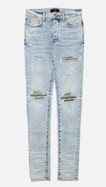 Amiri MX1 Iridescent Glitter Patch Jeans Light Vintage Indigo