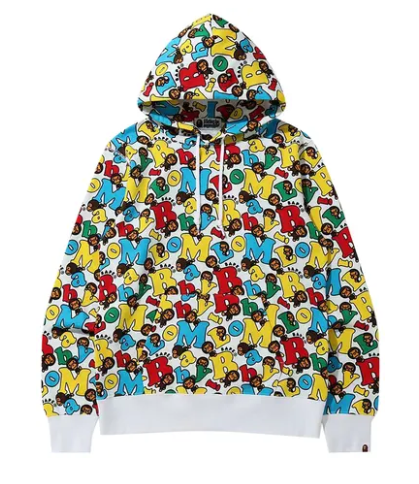 BAPE Baby Milo Alphabet Pullover Hoodie Multicolor