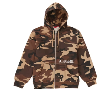 Supreme Thermal Zip Up Hooded Sweatshirt Brown Camo