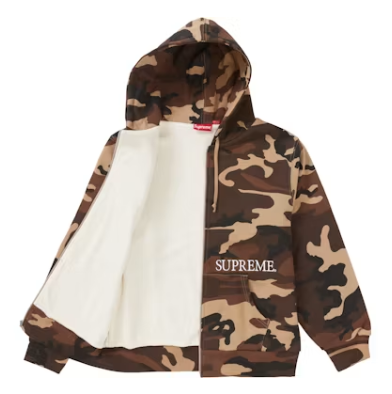Supreme Thermal Zip Up Hooded Sweatshirt Brown Camo