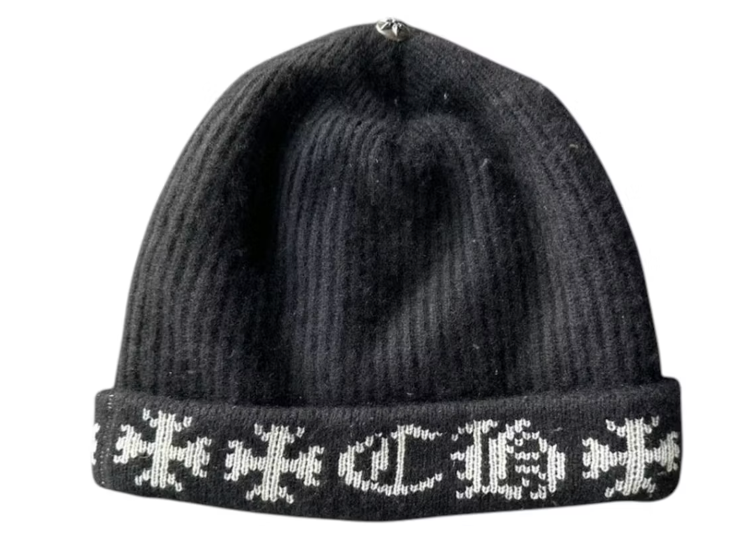 Chrome Hearts Big Daddy Cross Logo Cashmere Beanie Black/White