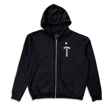 Chrome Hearts T Logo FU Shoulder Thermal Zip Up Hoodie Black