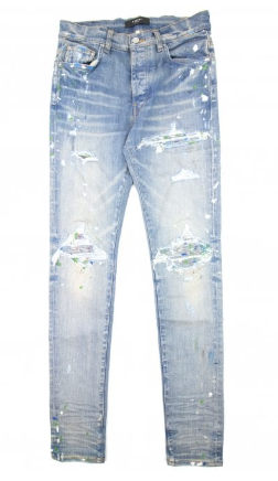 Amiri MX1 Paint Splatter Jeans Clay Indigo
