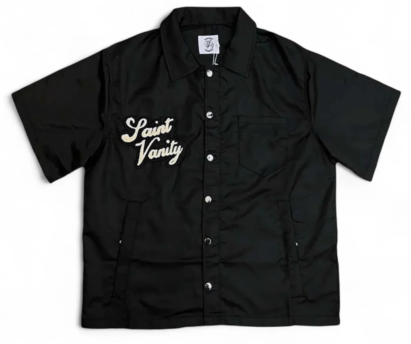 Saint Vanity Black Button Up Nylon Top