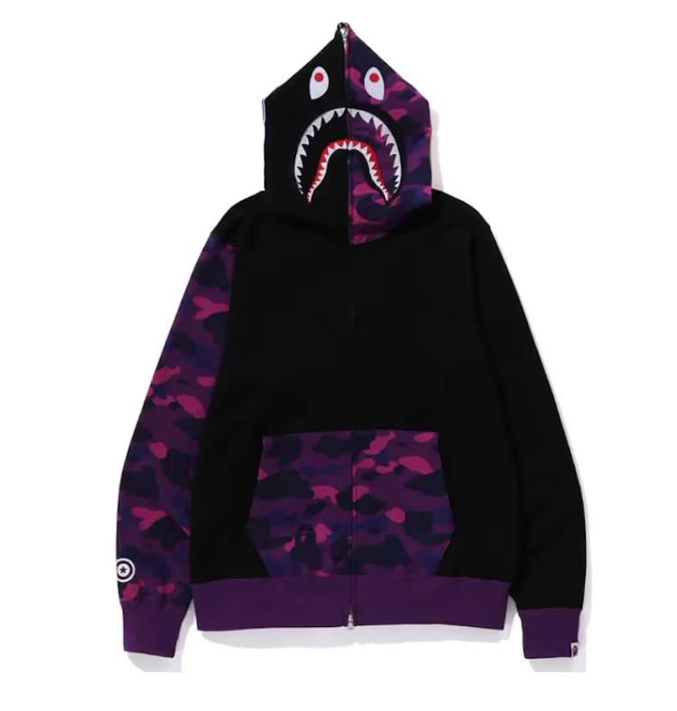 BAPE Color Camo Shark Full Zip Hoodie (FW23) Purple