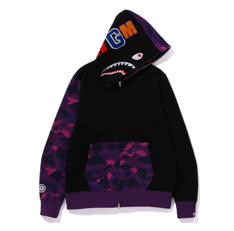 BAPE Color Camo Shark Full Zip Hoodie (FW23) Purple