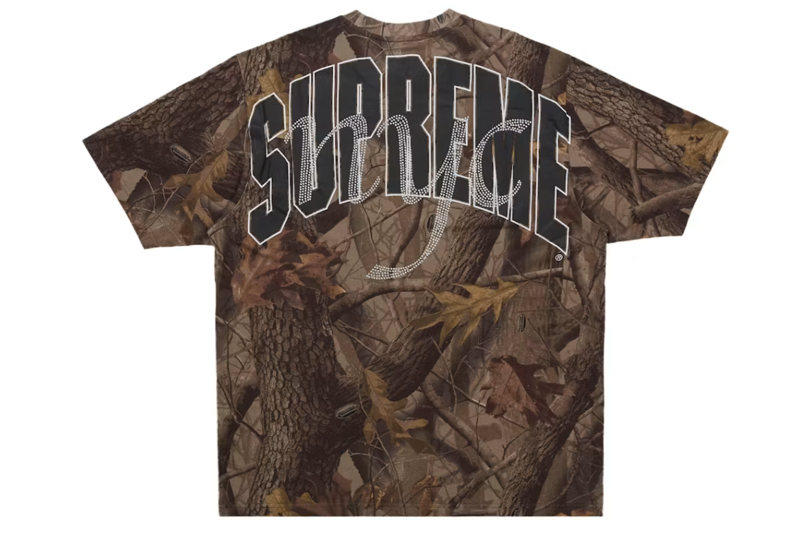 Supreme Rhinestone Script S/S Top Realtree Hardwoods Camo