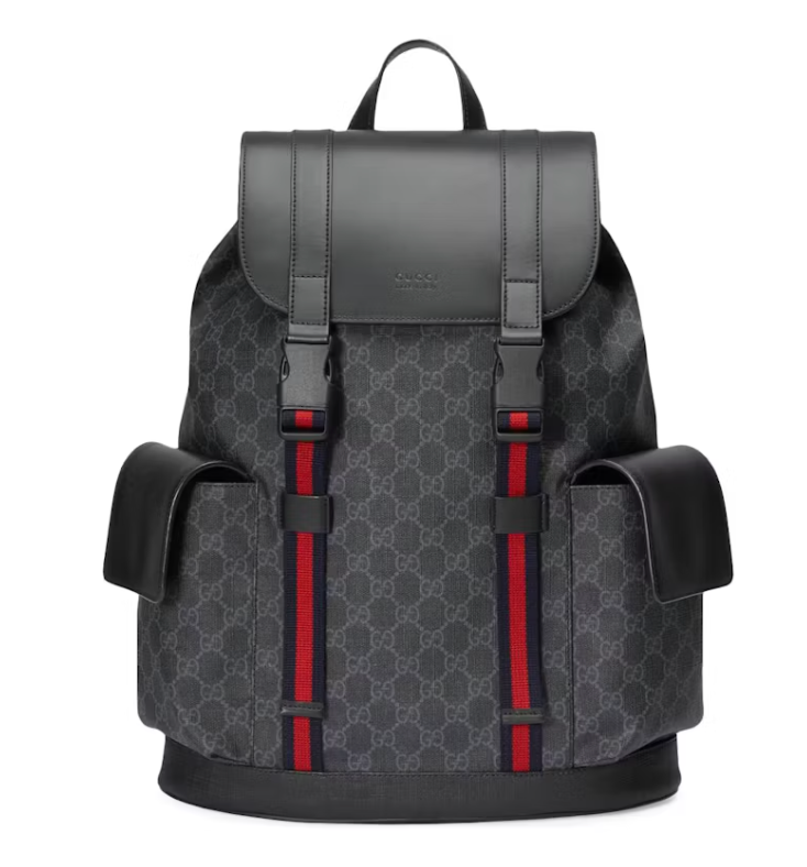 Gucci Soft Backpack GG Supreme Blue/Red Web Black/Grey