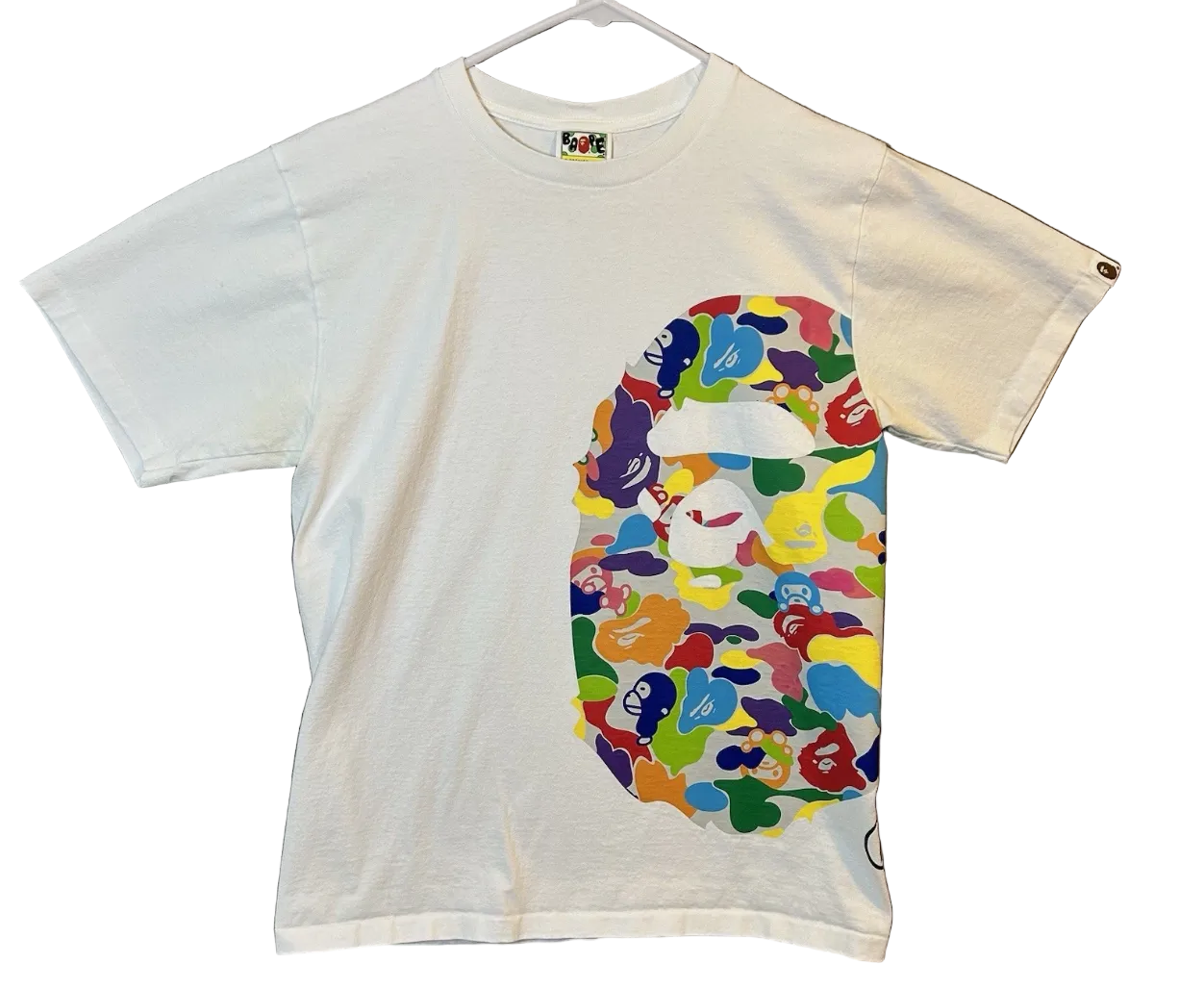 BAPE Multi Camo Side Big Ape Head Tee White