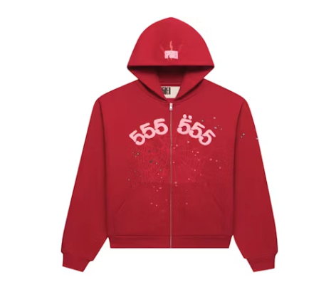 Sp5der Angel Number Zip Hoodie Merlot