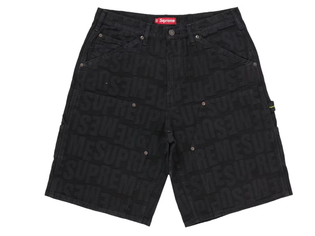 Supreme Repeat Jacquard Double Knee Denim Short Black