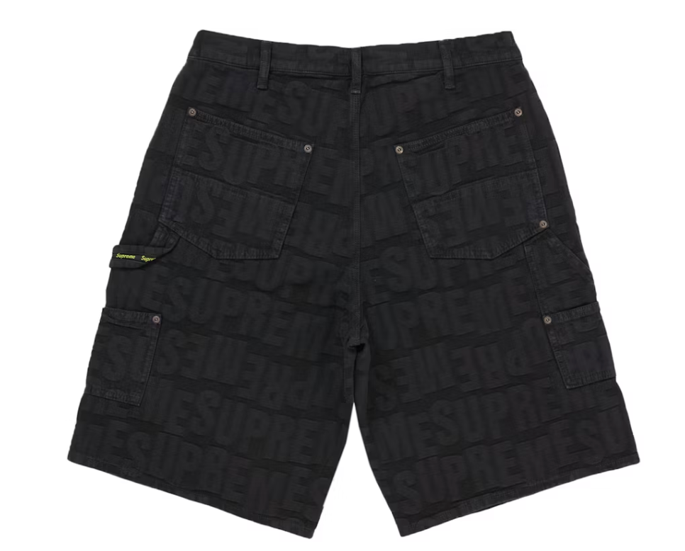 Supreme Repeat Jacquard Double Knee Denim Short Black