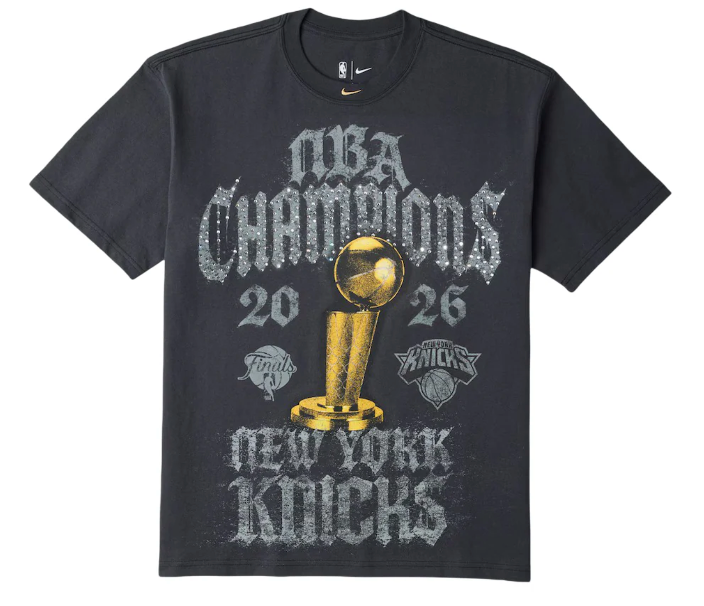 New York Knicks Nike 2026 NBA Finals Champions Authentic Locker Room Limited Edition On Court T-Shirt Gray