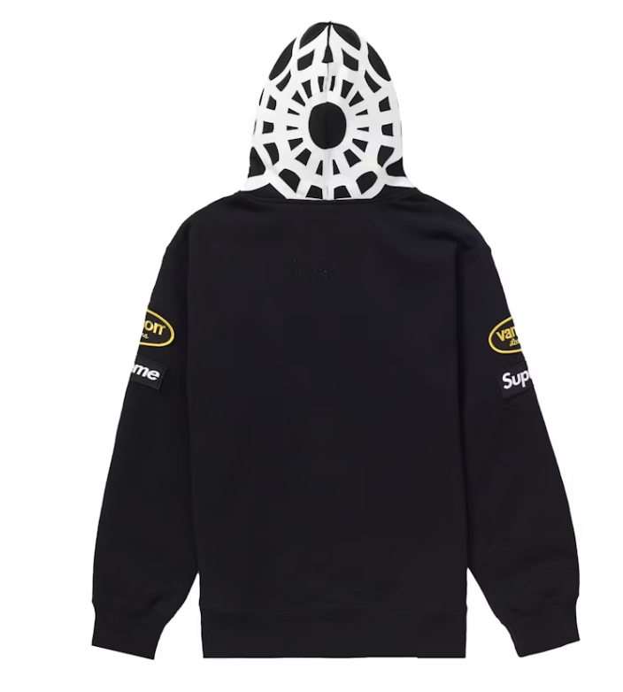 Supreme Vanson Leathers Spider Web Zip Up Hooded Sweatshirt Black